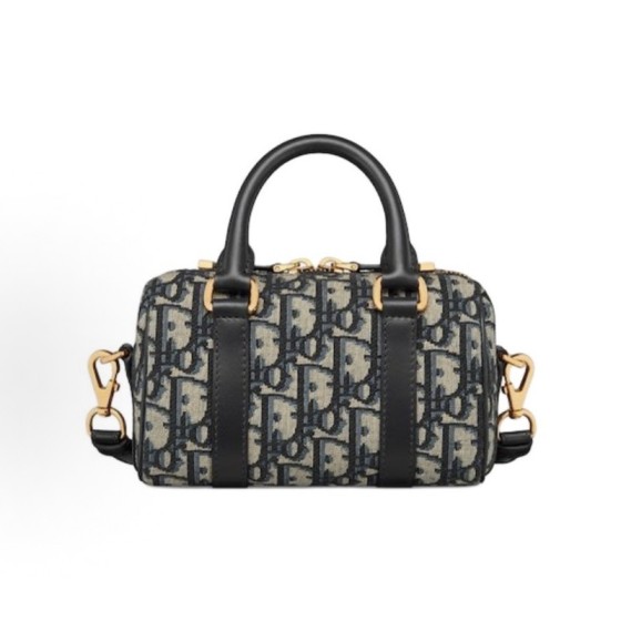 DIOR Groove 16 nano Detachable and adjustable shoulder strap zipper Oblique monogram single-shoulder crossbody handbag Mini Women\'s blue and black